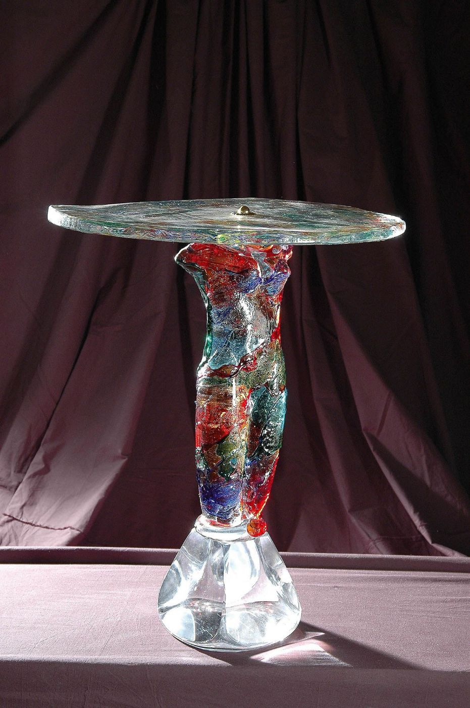 PETITE TABLE MURALE AVEC NU POLICHROME DE FEMME - Chef-d'œuvre du maître Walter Rossi - MURANO